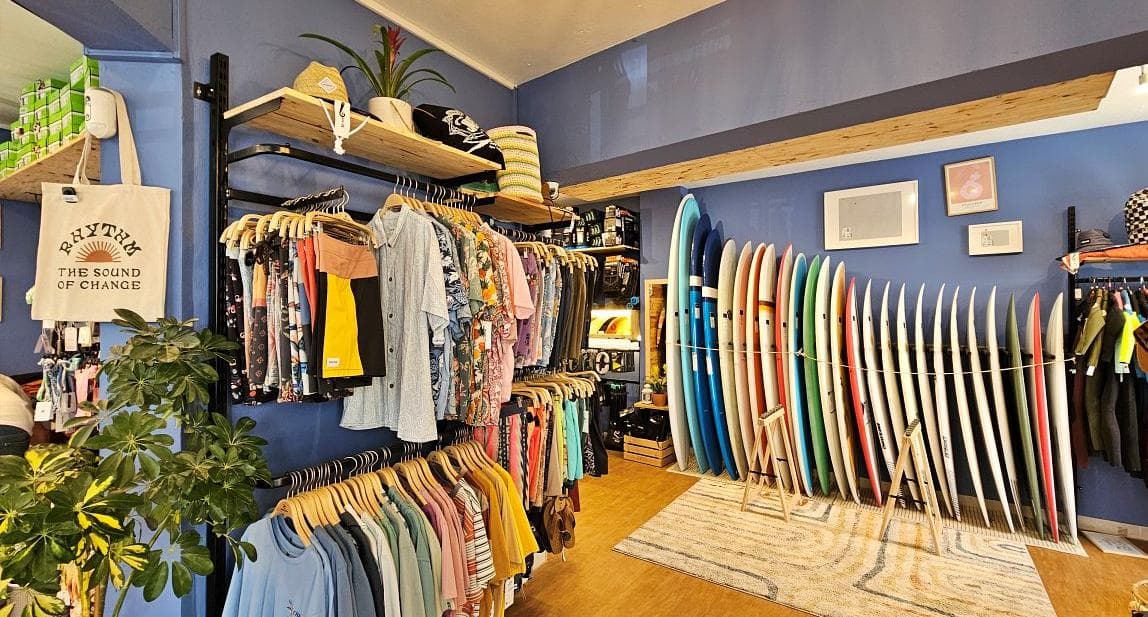 Surfboards in the Jah Shaka Surf Shop in Lagos